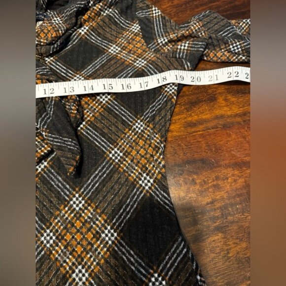 Adrienne Vittadini Brown Plaid Tie Neck Academia Lightweight Sheath Dress Sz M - Picture 11 of 12